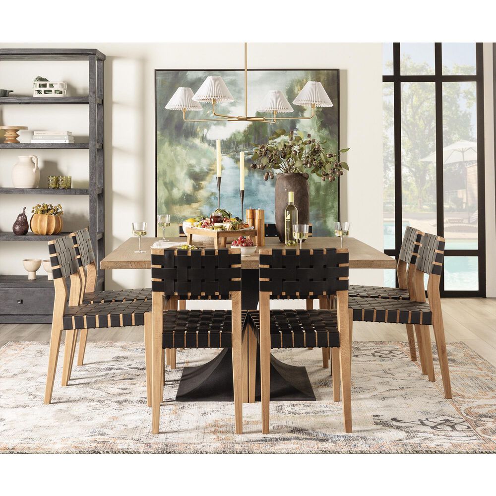 Nest Home Collections Wood and Black Faux Leather and Natural Finish Dining Side Chair, , large
