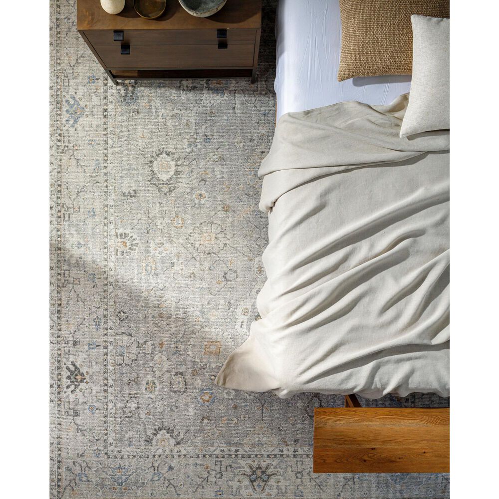 Surya Davina 6&#39;7&quot; x 9&#39; Medium Gray, Light Beige, Brown, Denim and White Area Rug, , large