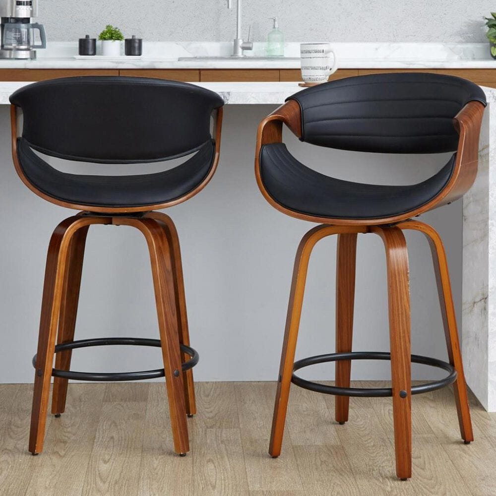 LumiSource Symphony 26" Counter Stool in Walnut and Black (Set of 2), , large