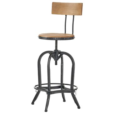 Noble House Ximen Adjustable Barstool in Antique Black and Naturally Antique, , large