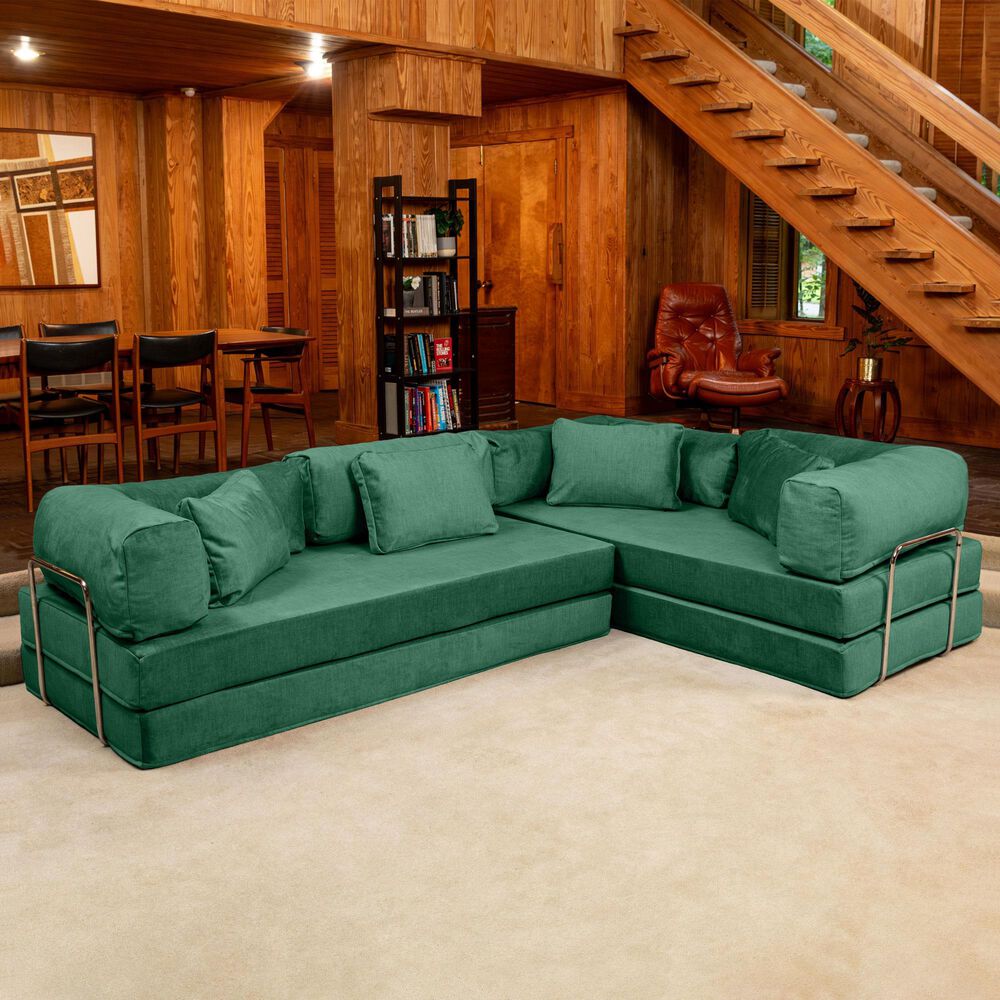 Jaxx Unsofa 2-Piece Modular Right Facing L-Shaped Sectional in Peacock Green, , large