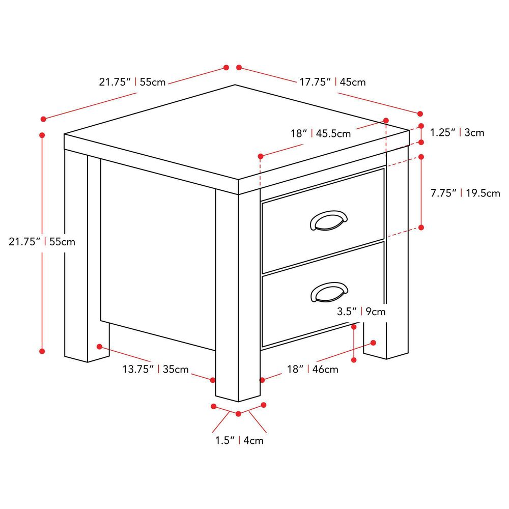 CorLiving Boston Nightstand in White, , large