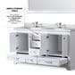 Lexora Home Dukes 60" Double Bathroom Vanity in White with 2 cm White Carrara Marble Top and Rectangular Sinks, , large