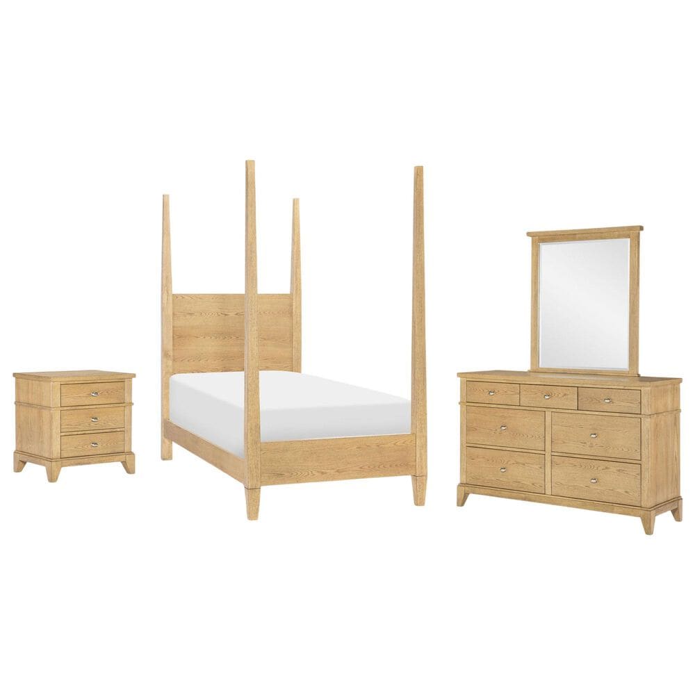 St Claire Home Today"s Traditions 4 Piece Twin Platform Poster Bed Set in Natural Hickory, , large