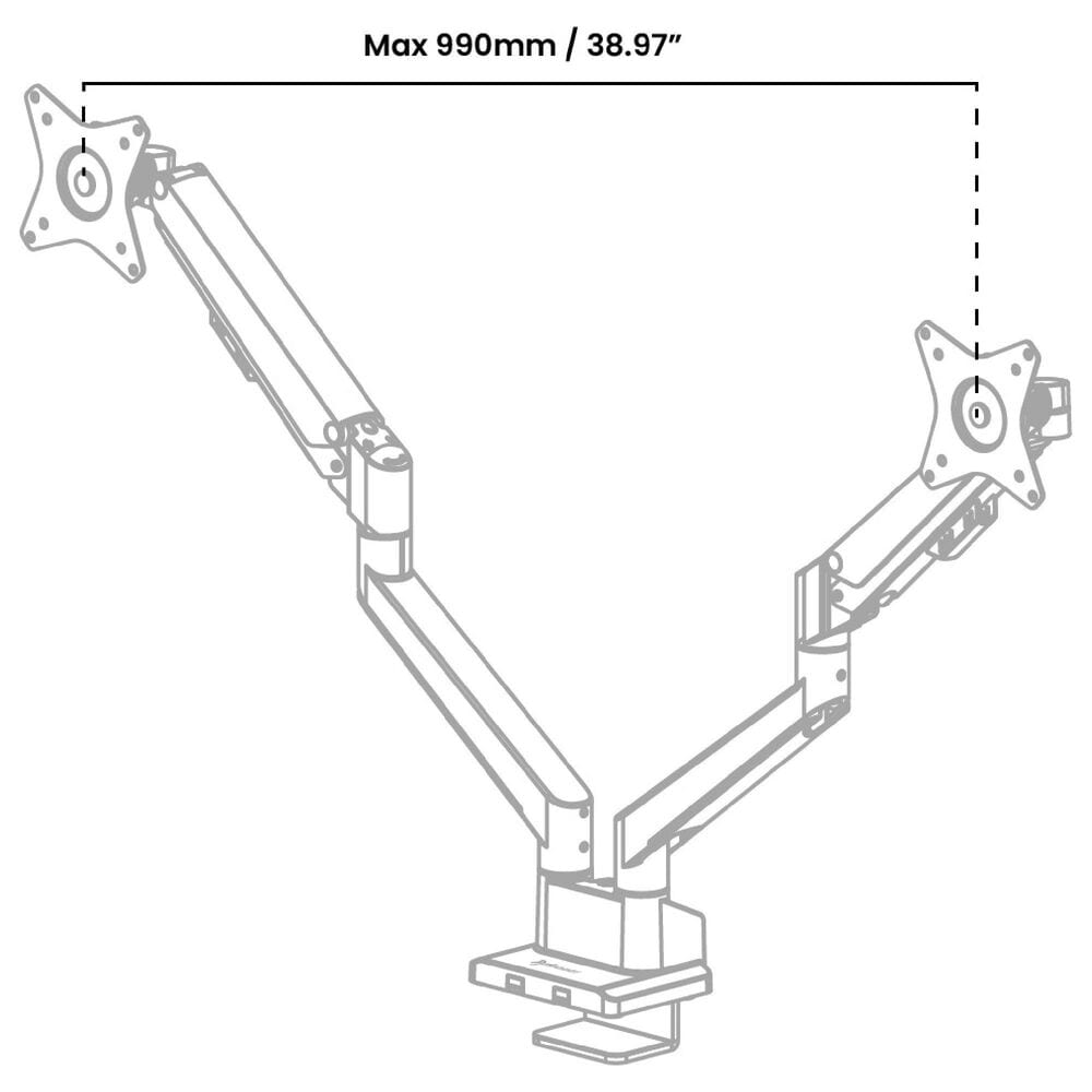 Arozzi Alzare Neo Duo Dual Arm Gas Spring Monitor Arm in Black, , large