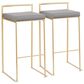 Lumisource Fuji Stackable Barstool with Grey Faux Leather in Gold (Set of 2), , large