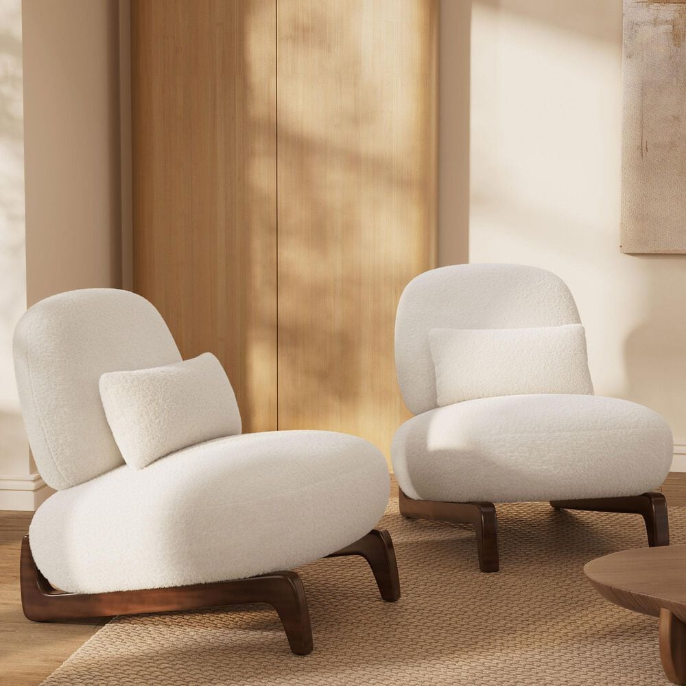 Morden Fort Cloud Boucle Armless Chair in White (Set of 2), , large