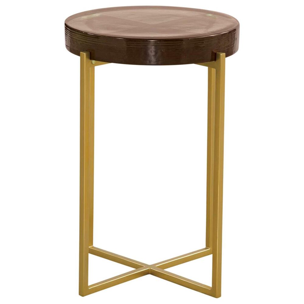Bassett Mirror Company Marilee Accent Table in Vibrant Red and Sleek Brushed Gold, , large