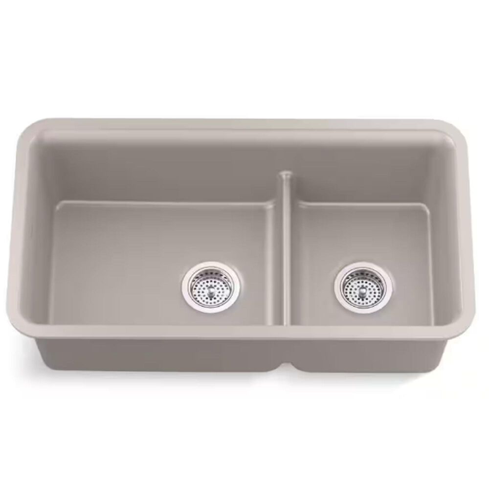 Kohler Cairn Smart Divide 33.5&quot; Undermount Double-Bowl Kitchen Sink in Matte Taupe, , large