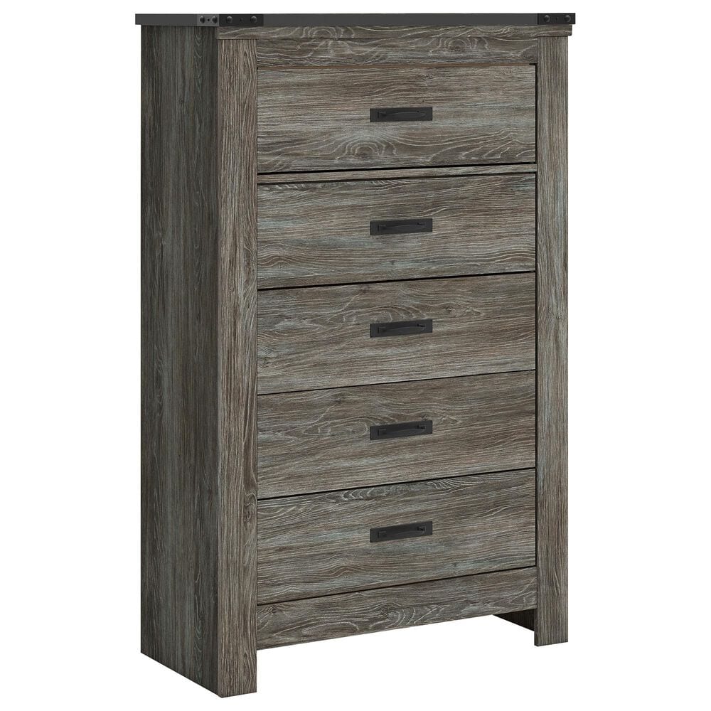 Ashley Frandern 5-Piece Full Bookcase Bedroom Set in Rustic Warm Gray, , large