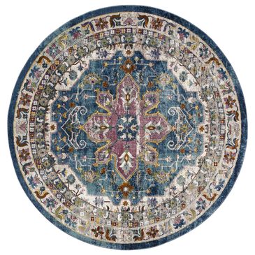 Safavieh Aria ARA160B 6"6" Round Blue and Creme Area Rug, , large