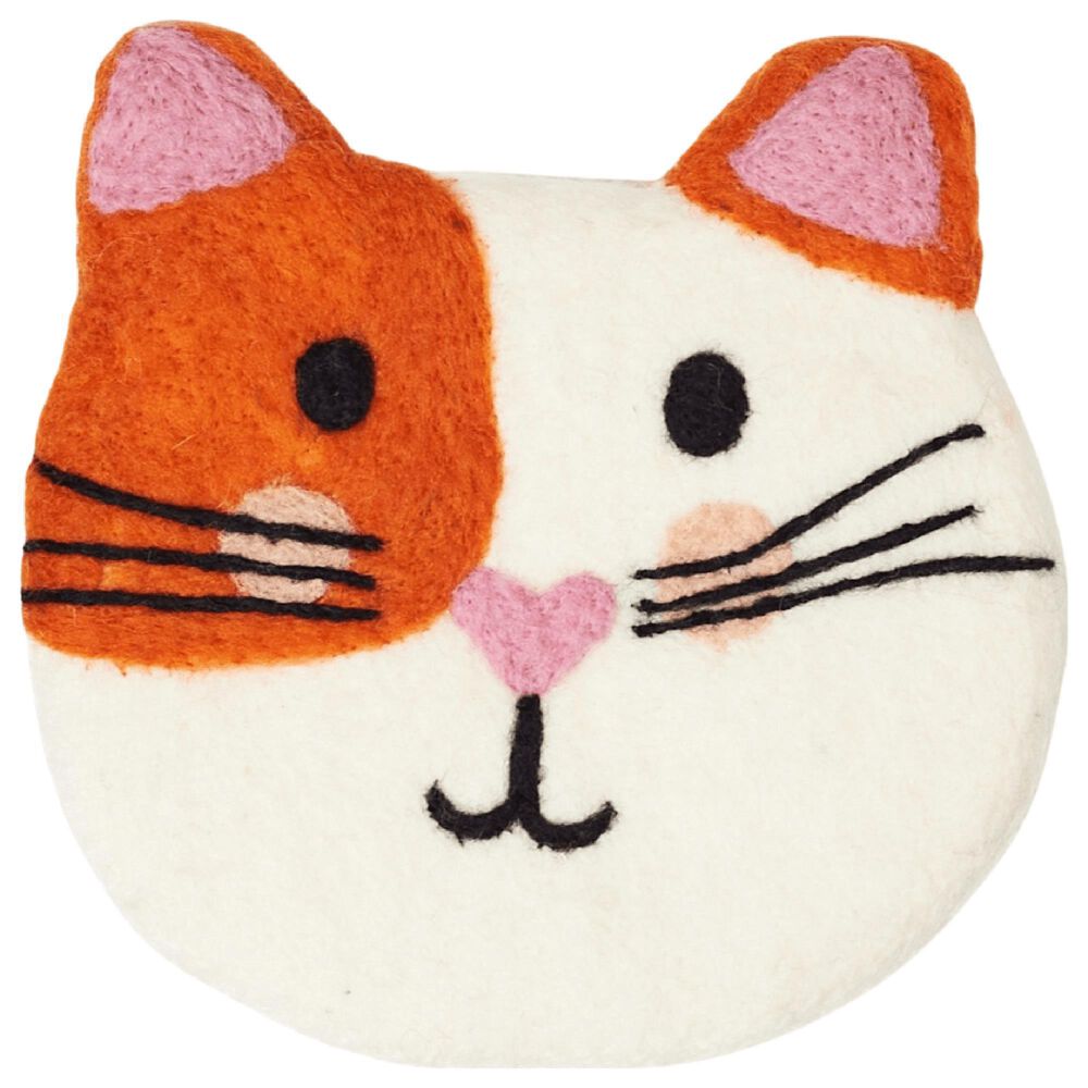 Once Again Home Cat Wool Trivet in Orange, , large