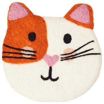 Once Again Home Cat Wool Trivet in Orange, , large