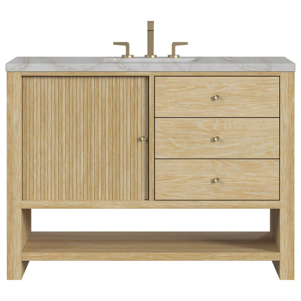 James Martin Vanities Marigot Single 48&quot; Single Vanity in Sun-washed Oak with 3 cm Victorian Silver Quartz Top, , large