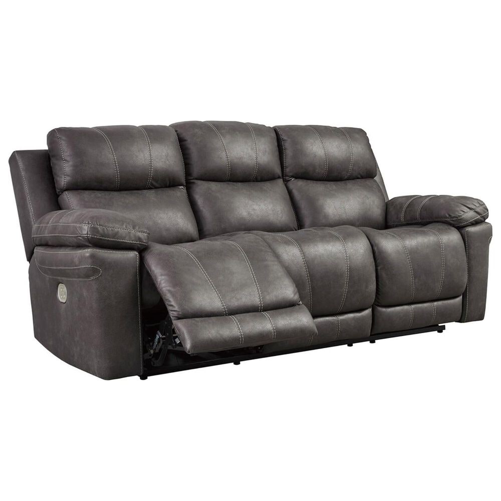 Ashley Erlangen Power Reclining Sofa with Adjustable Headrest in Midnight, , large