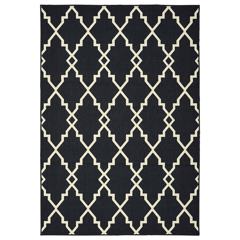 Oriental Weavers Marina 7763K 7"10" x 10"10" Black and Ivory Area Rug, , large