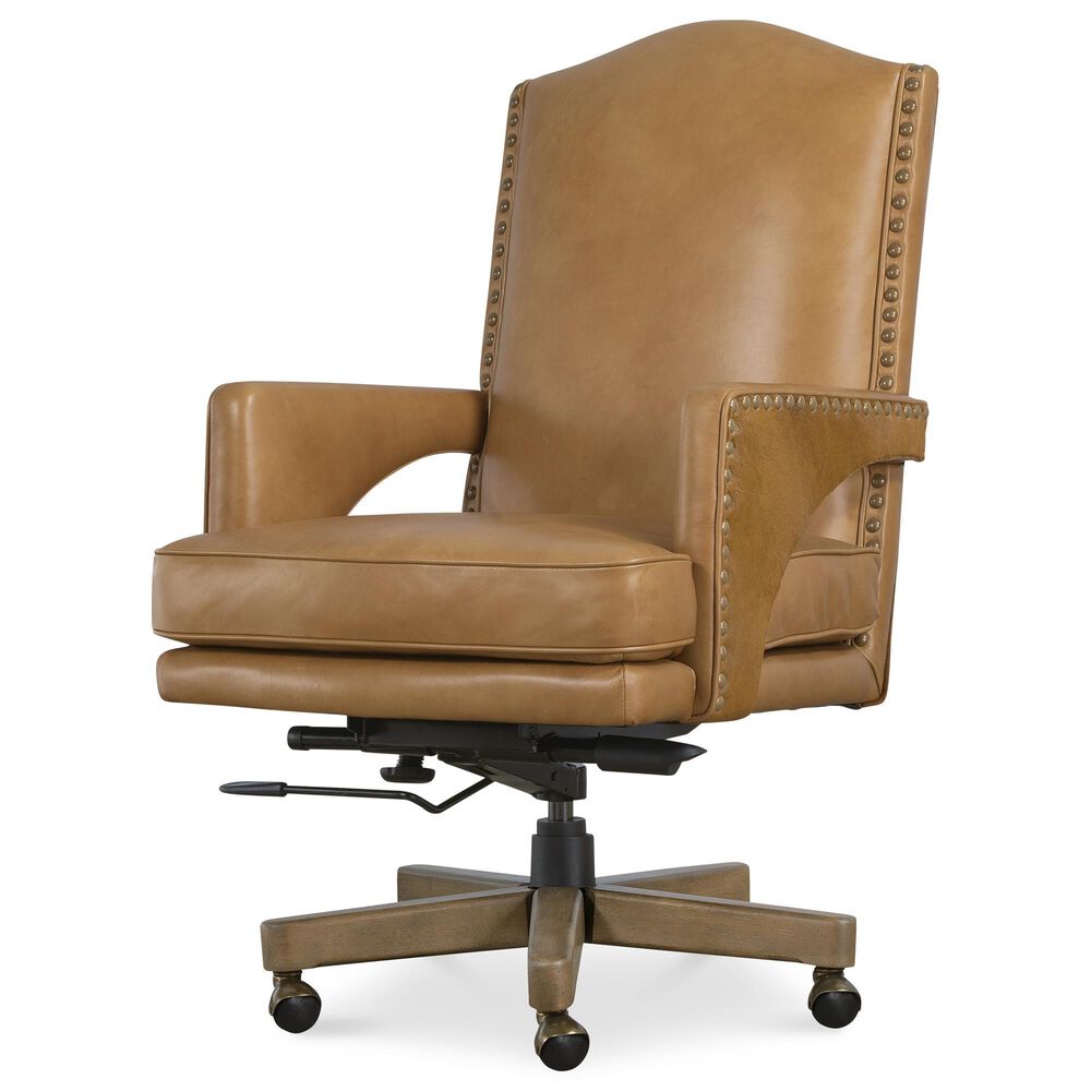 Hooker Furniture Rochelle Executive Swivel Tilt Chair in Warm Brown and Antique Gold, , large