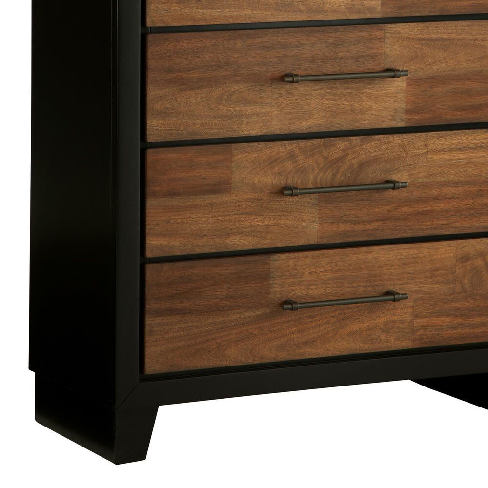 Ashley Kraeburn 5-Drawer Chest in Brown and Satin Black, , large