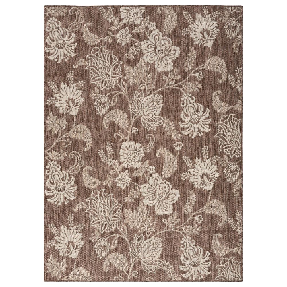 Nourison Garden Oasis Floral Mocha 6&#39; x 9&#39; Indoor/Outdoor Area Rug, , large