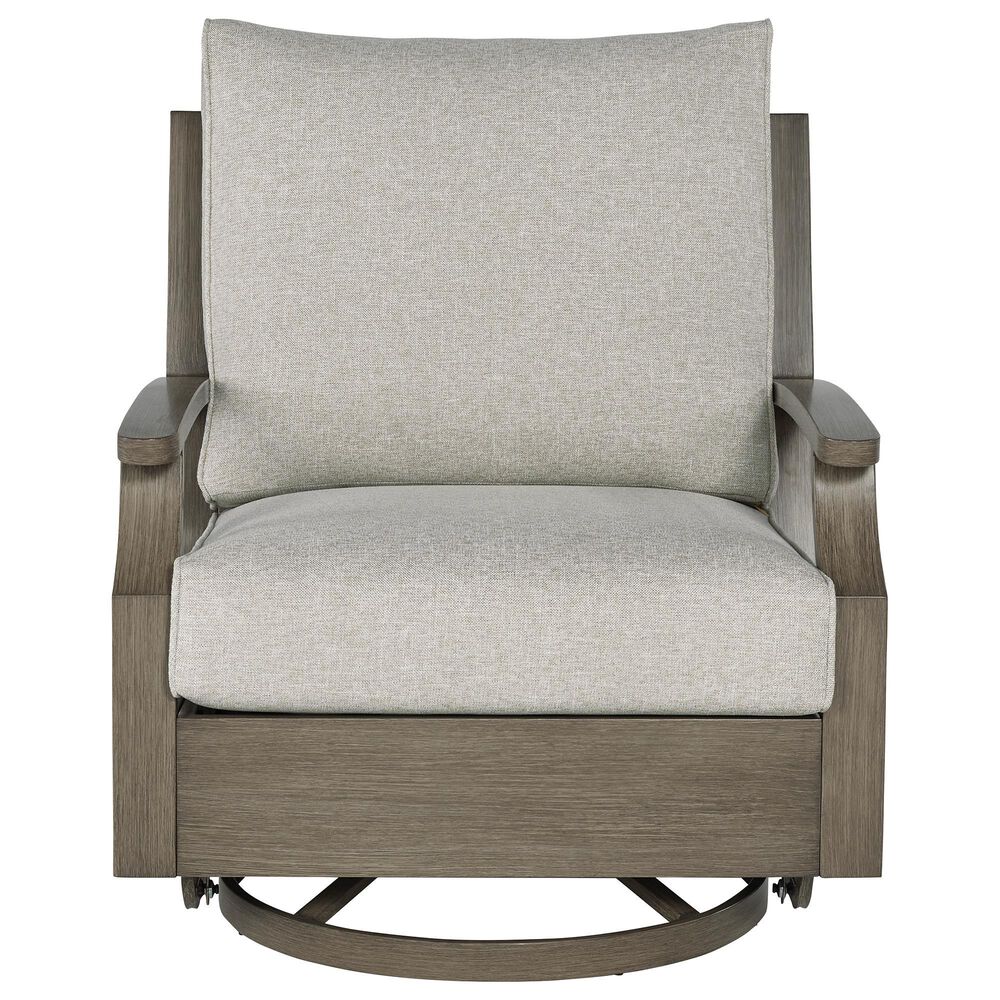 Ashley Rainier Ranch Swivel Glider Chair in Brown, , large