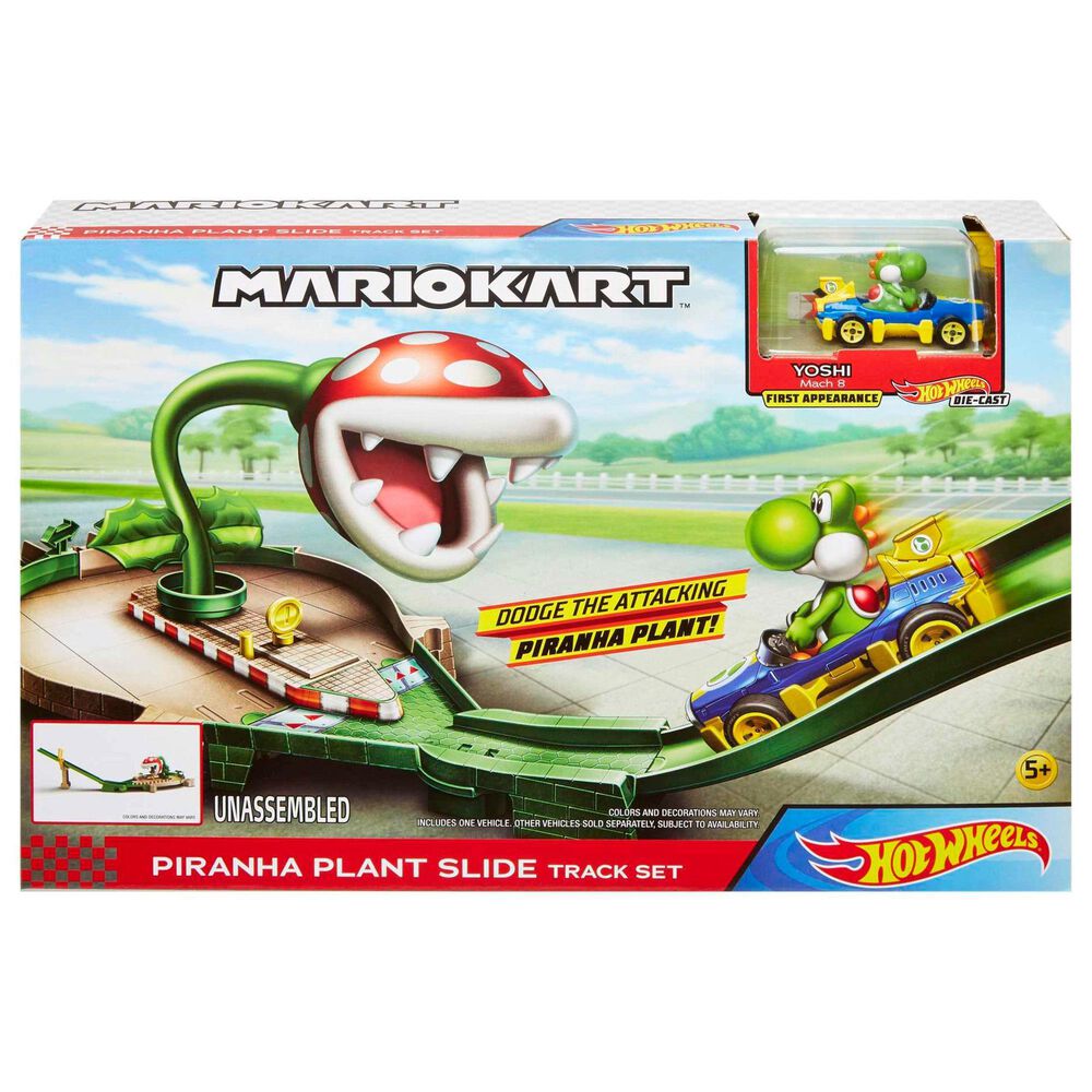 Hot Wheels Mario Kart Piranha Plant Slide Track Set in Multicolor, , large