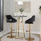 LumiSource Fabrico Swivel Adjustable Bar Stool with Black Faux Leather Upholstery and Rounded T Footrest in Gold (Set of 2), , large
