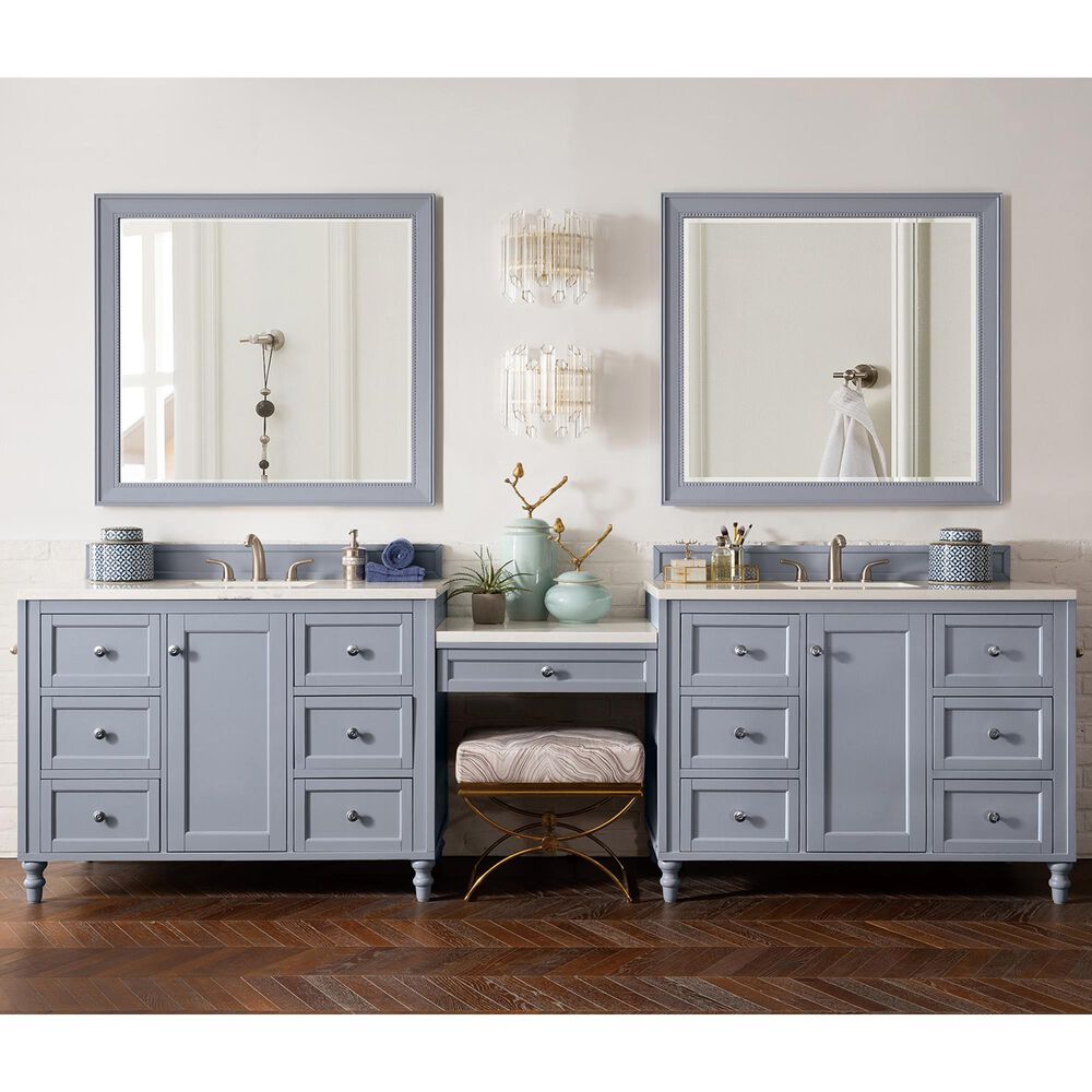 James Martin Copper Cove Encore 122" Double Vanity in Silver Gray with 3 cm Arctic Fall Solid Surface Top, , large