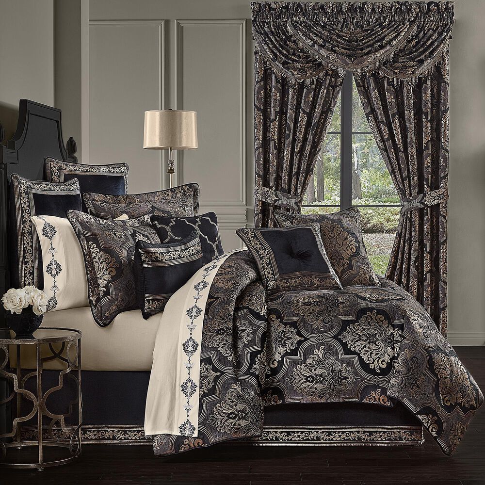 J. Queen New York Windham 4-Piece King Comforter Set in Black, , large