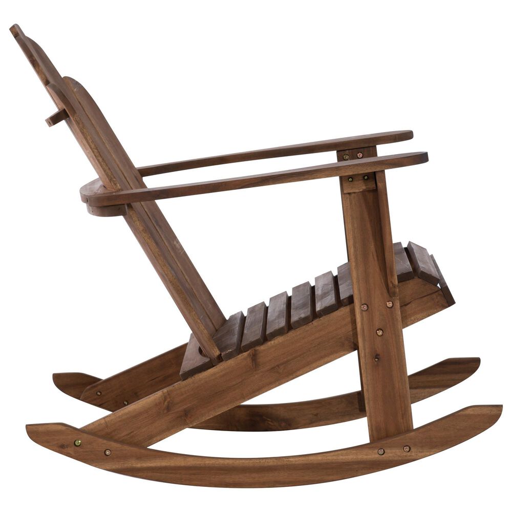 Linon Home Decor Adirondack Patio Rocking Chair in Acorn, , large