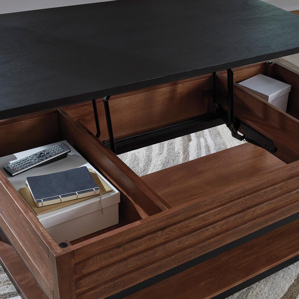 Ashley Kallari Lift-Top Coffee Table in Warm Brown and Black, , large