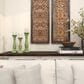 Maple and Jade Turned Pillar Decorative Candle Holder in Distressed Green and Brown (Set of 3), , large