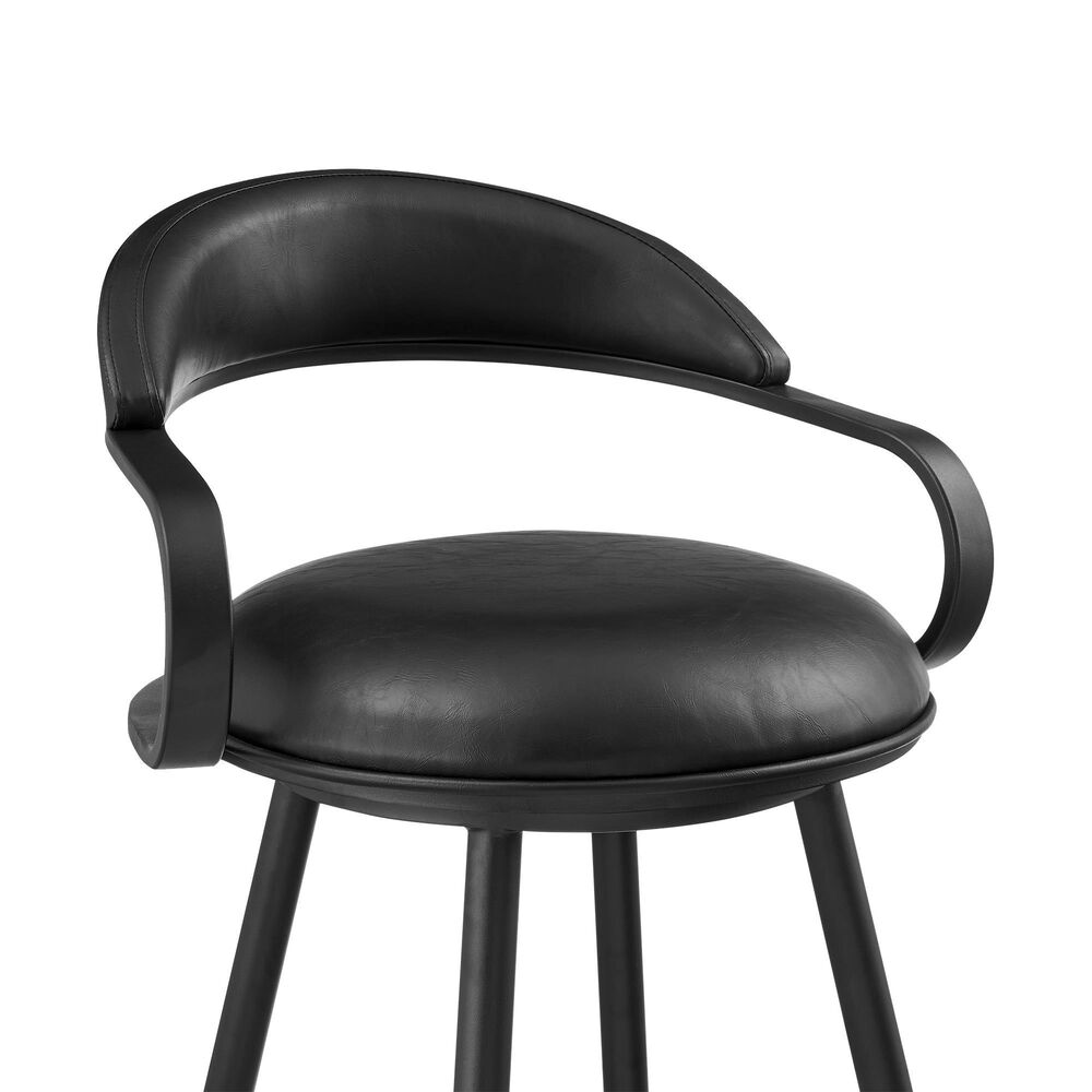 Armen Living Gardenia Swivel Counter Stool in Black, , large