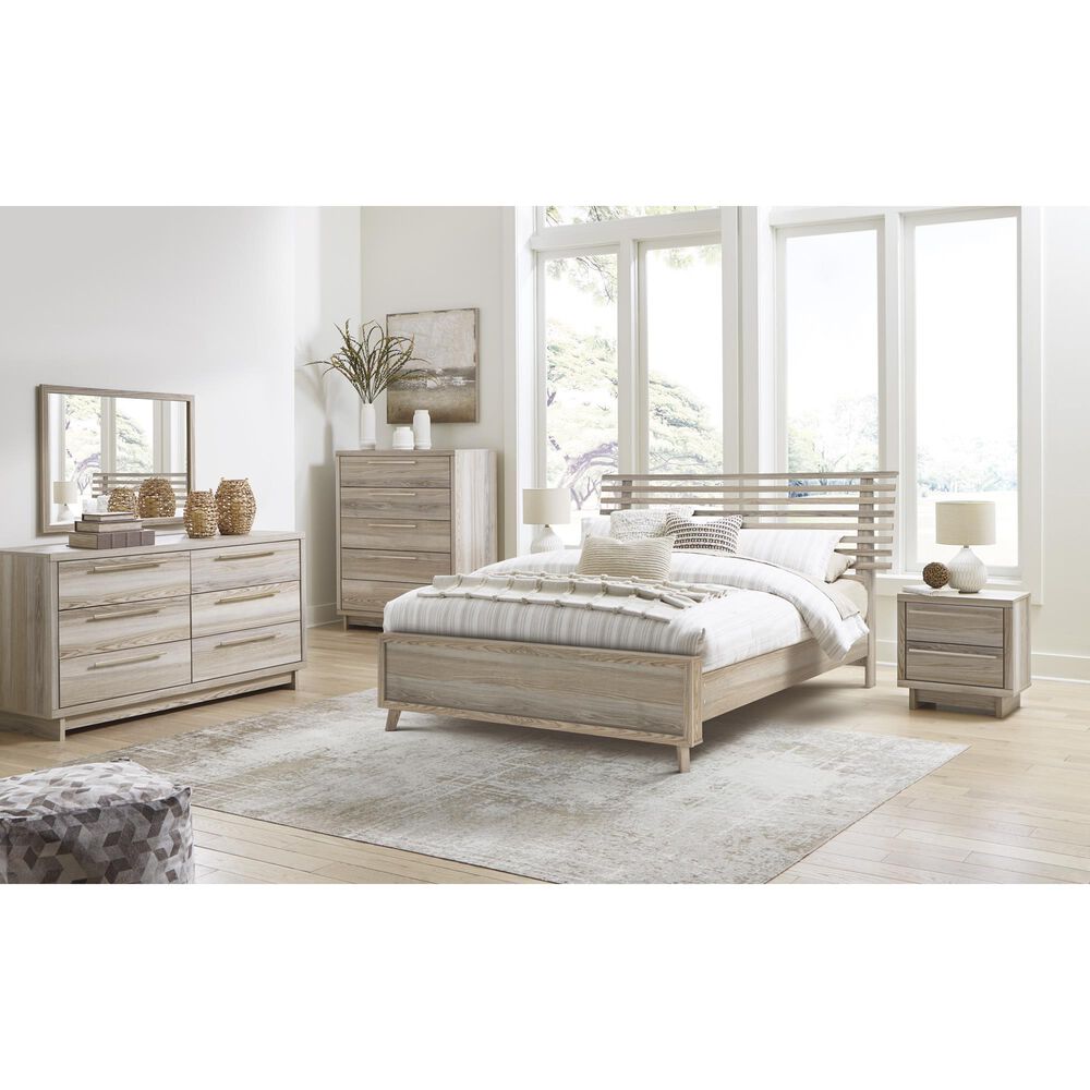 Ashley Hasbrick Queen Slat Panel Bed in Natural and Tan, , large