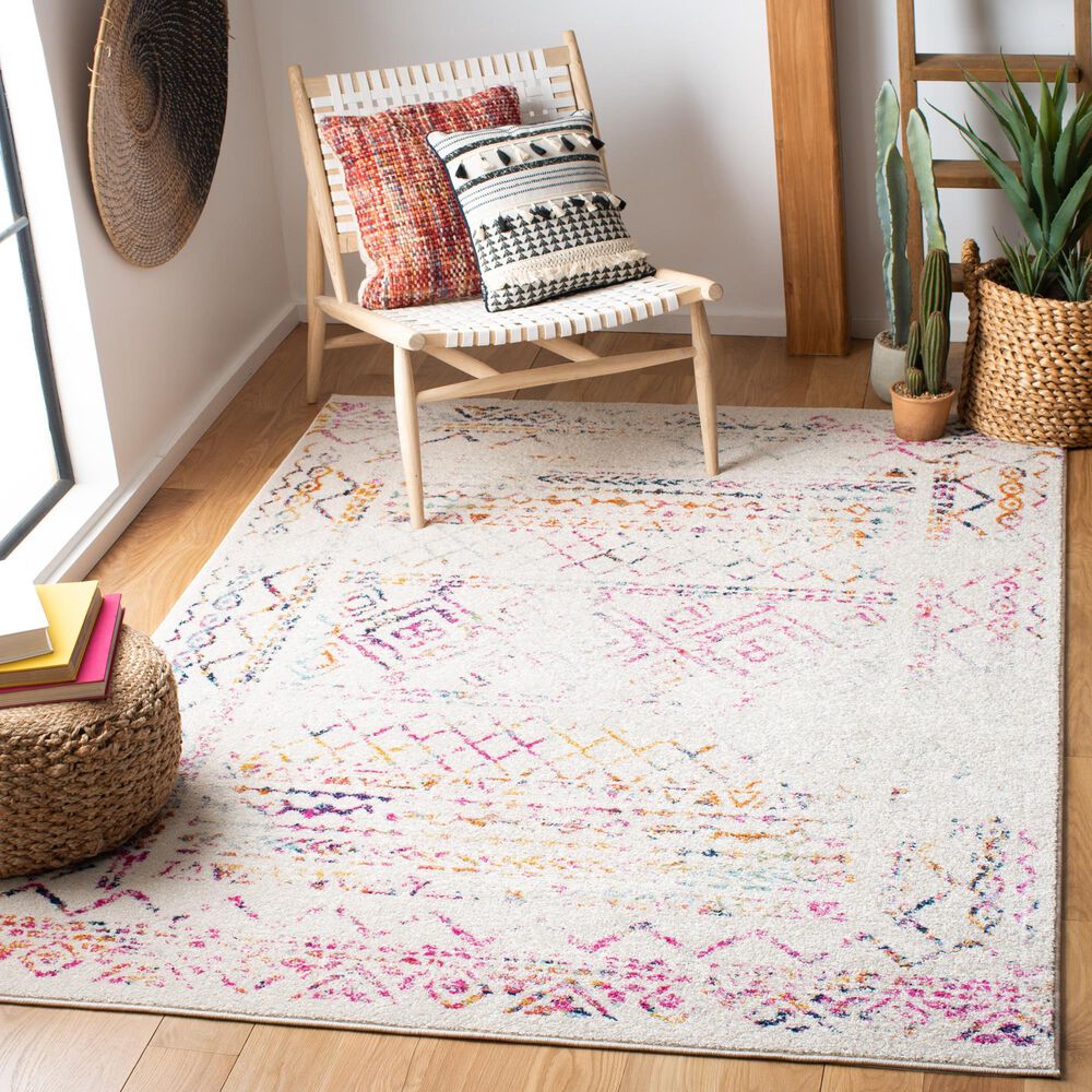 Safavieh Tulum TUL268E 4&#39; x 6&#39; Ivory and Fuchsia Area Rug, , large