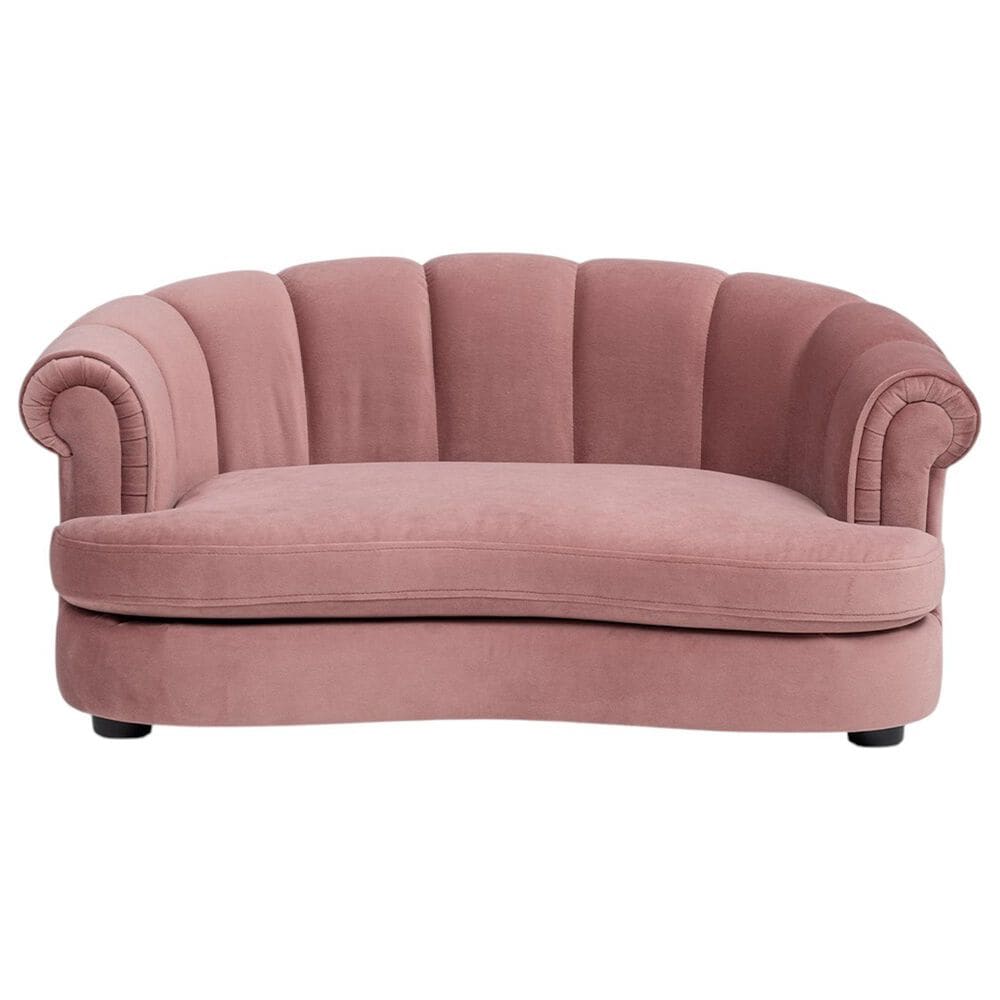 Jennifer Taylor Home Halle 35.5" Rolled-Arm Dog Bed with Channel-Tufted Back in Ash Rose Pink, , large