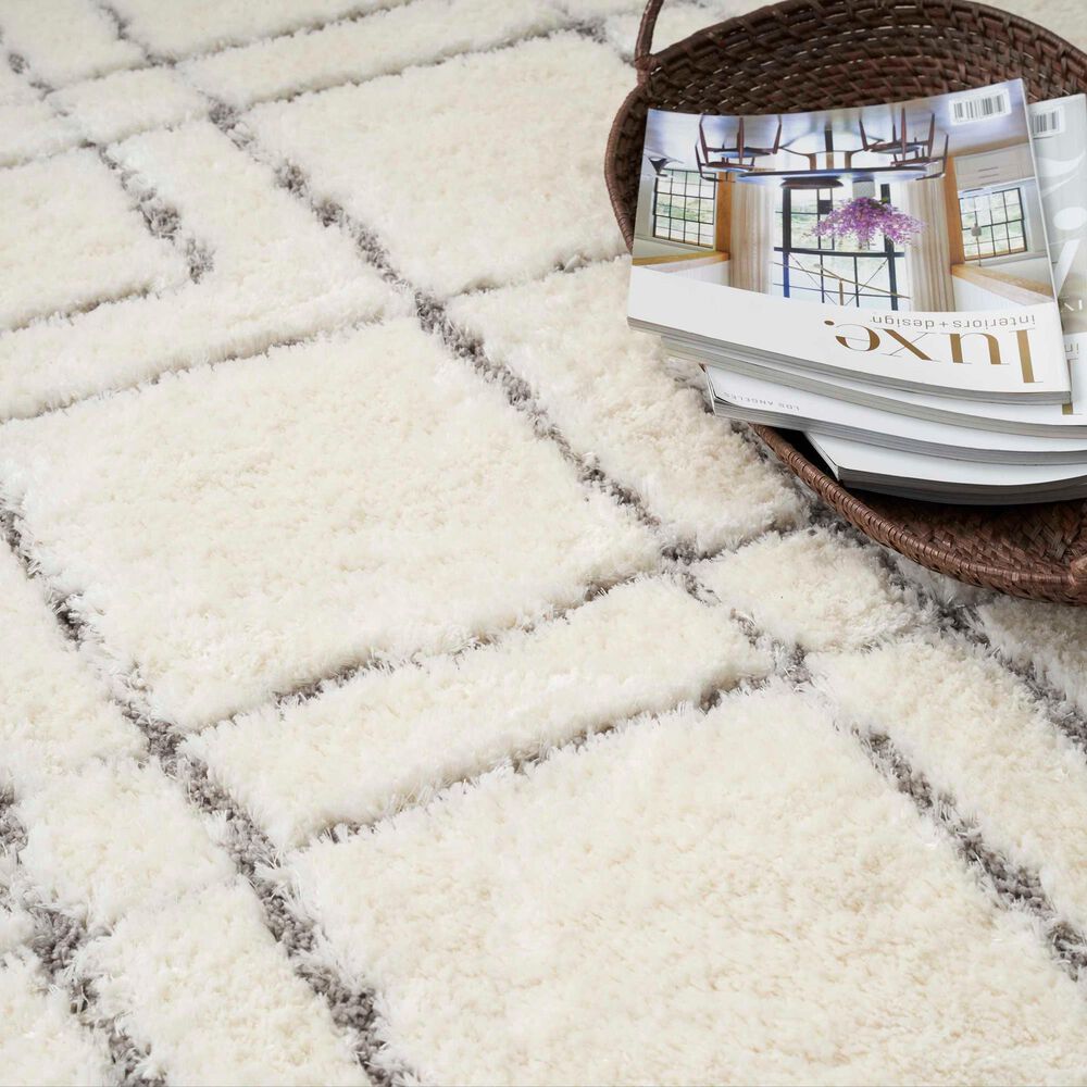 Nourison Dreamy Shag Geometric 7&#39;10&quot; x 9&#39;10&quot; Ivory Area Rug, , large