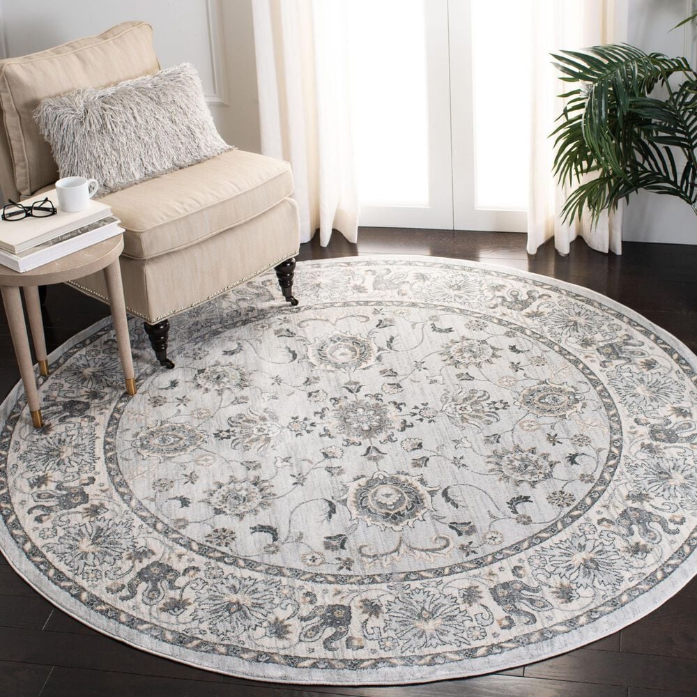Safavieh Isabella 6&#39;7&quot; Round Light Gray and Cream Area Rug, , large