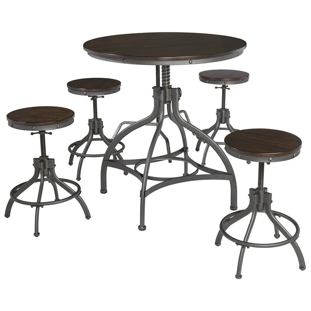 Signature Design by Ashley Odium 5-Piece Adjustable Height Dining Set in Gray and Brown, , large