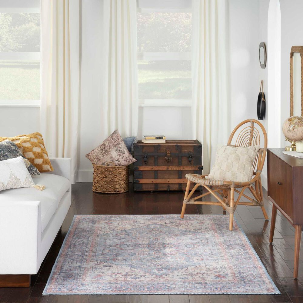 57 Grand by Nicole Curtis Series 1 4&#39; x 6&#39; Blue, Ivory and Red Area Rug, , large