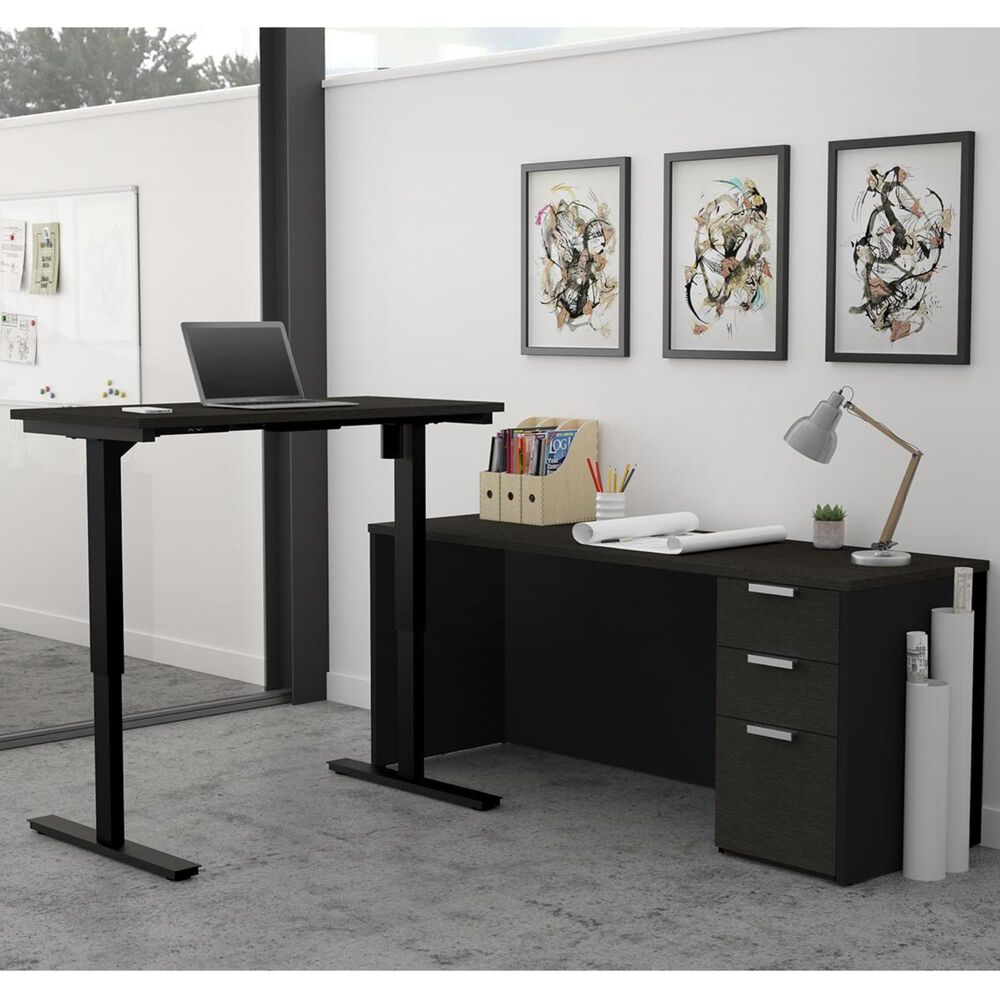 Bestar Pro-Concept Plus Height Adjustable L-Desk in Deep Grey and Black, , large