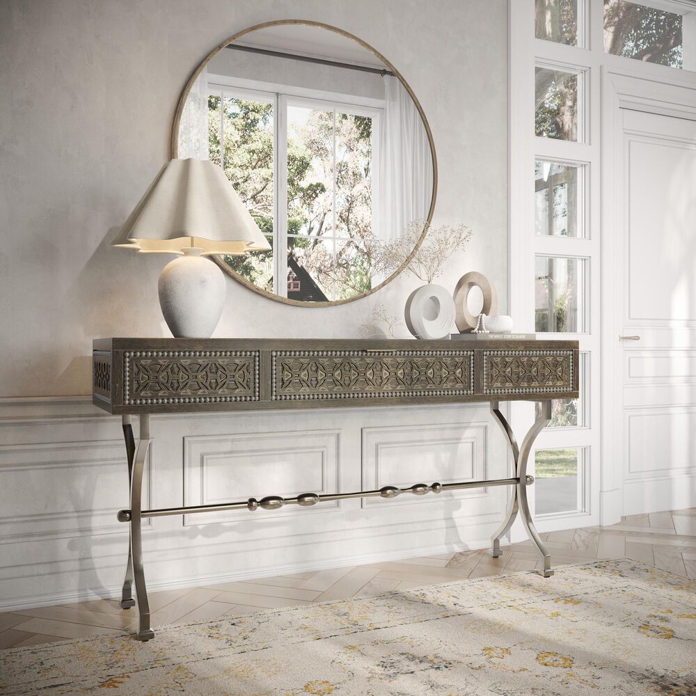 Ashley Quinnland Console Sofa Table in Antique Black, , large