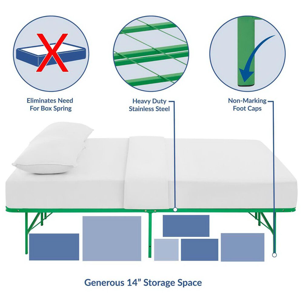 Modway Horizon Platform Queen Bed Frame in Green, , large