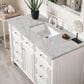 James Martin Vanities Bristol 48" Single Bathroom Vanity in Bright White with 3 cm Victorian Silver Quartz Top and Rectangular Sink, , large