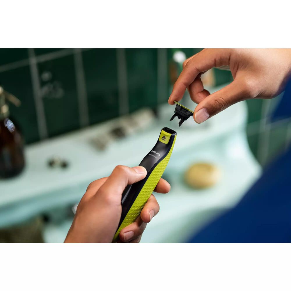 Norelco OneBlade 360 Face Trimmer in Lime Green and Charcoal Grey, , large