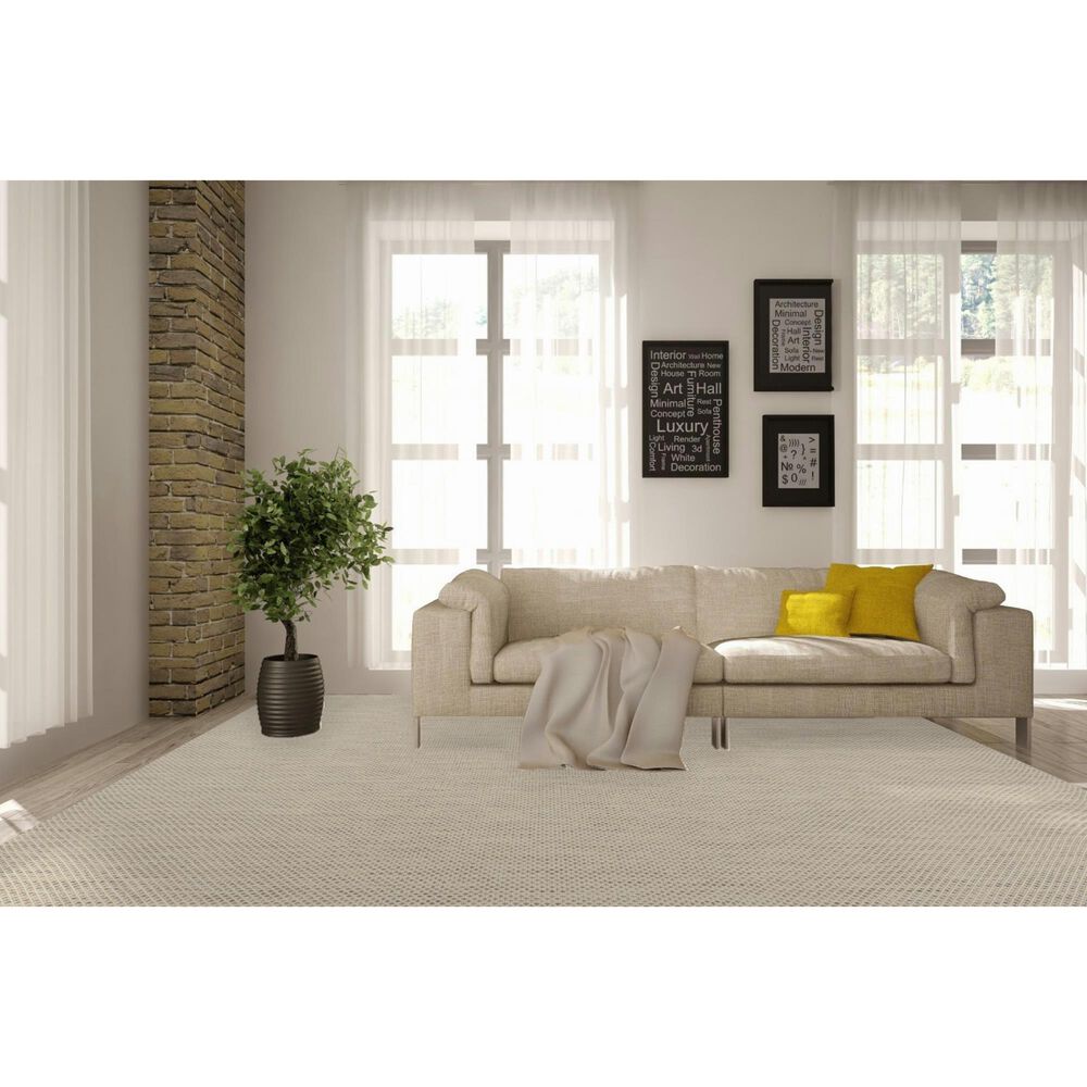 Nourison Courtyard Ivory and Silver 9&#39; x 12&#39; Indoor/Outdoor Area Rug, , large