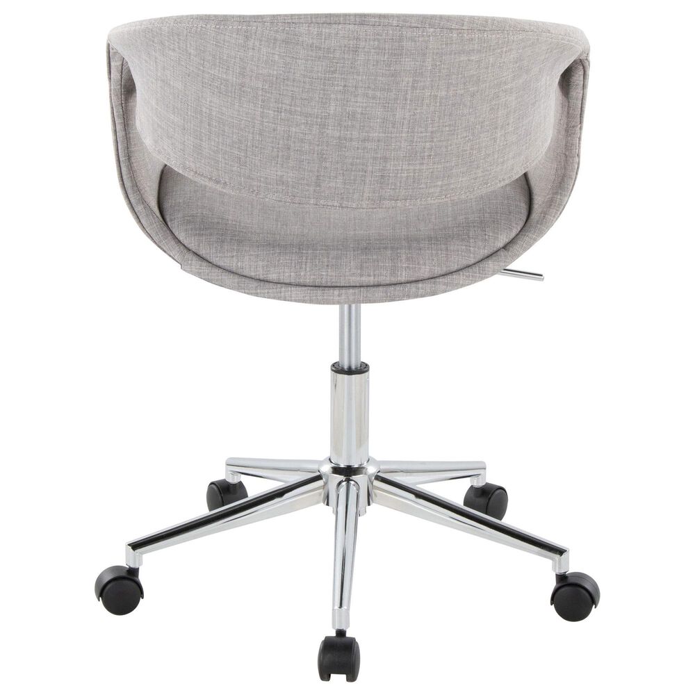 LumiSource Curvo Swivel Task Chair with Grey Fabric Cushion in Chrome, , large