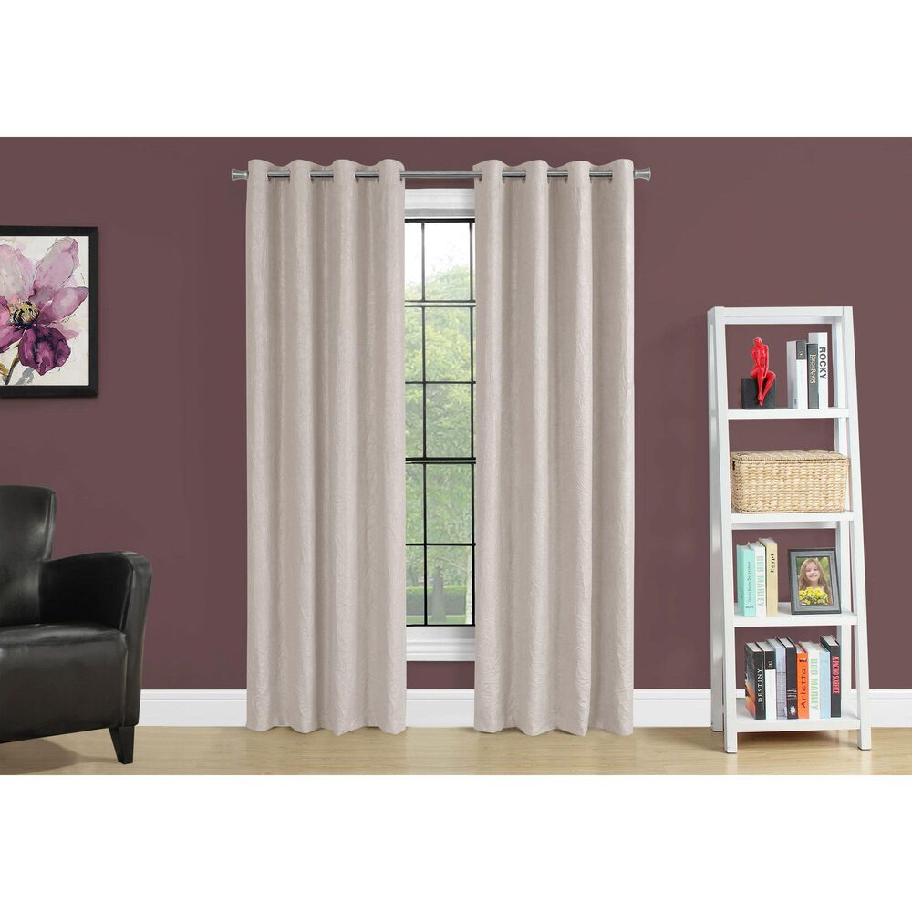 Monarch Specialties 52&quot; x 84&quot; Curtain Panel in Ivory &#40;Set of 2&#41;, , large