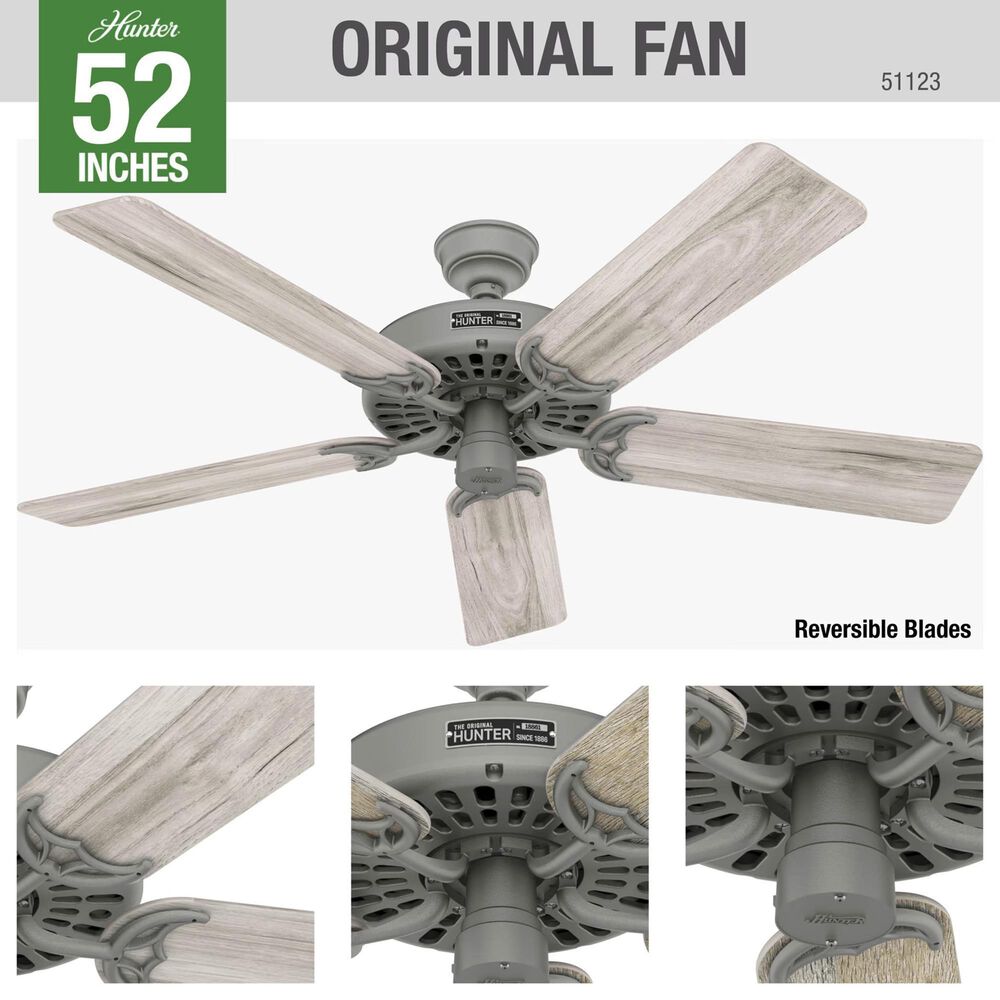 Hunter Original 52&quot; Outdoor Ceiling Fan in Matte Silver, , large