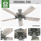 Hunter Original 52" Outdoor Ceiling Fan in Matte Silver, , large