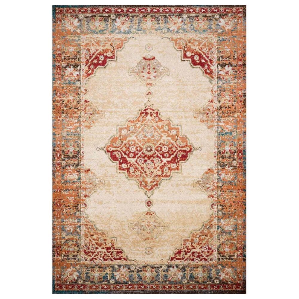 Loloi II Isadora ISA-04 5" x 7"3" Antique Ivory and Sunset Area Rug, , large
